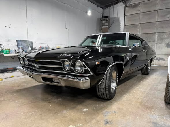 Black Chevelle SS after complete paint and refinishing at Revolutionary Auto Works